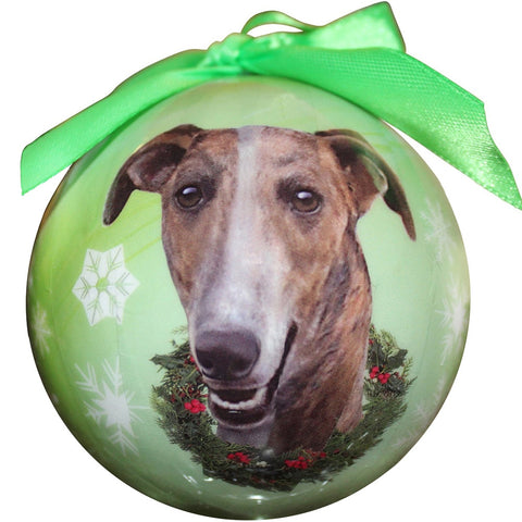 Brindle Greyhound Christmas Ball Ornament