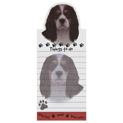 Tri-colored King Charles Cavalier Tall Magnetic Notepad