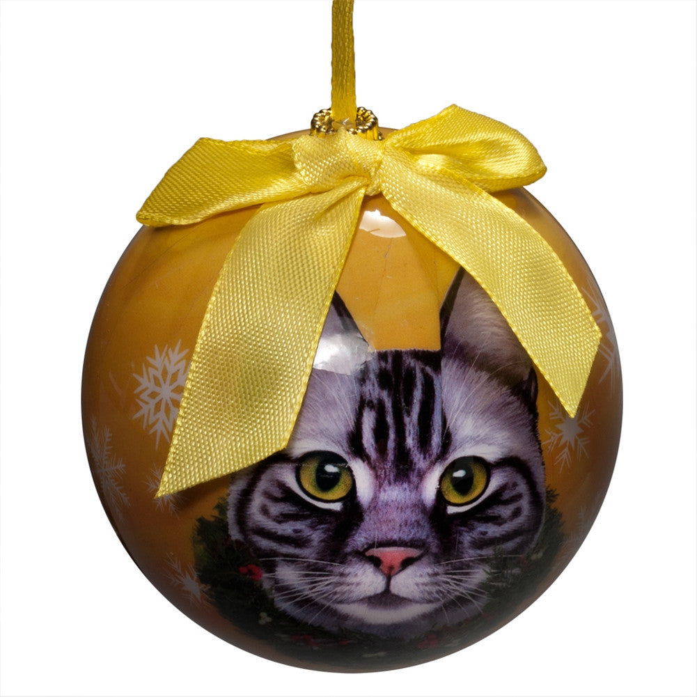 Silver Tabby Cat Christmas Ball Ornament – AnimalWorld.com