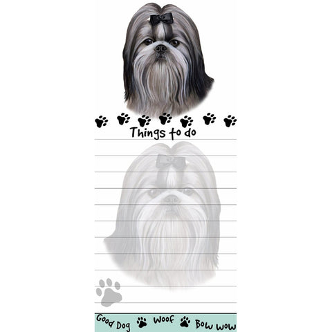 Black And White Shih Tzu Tall Magnetic Notepad