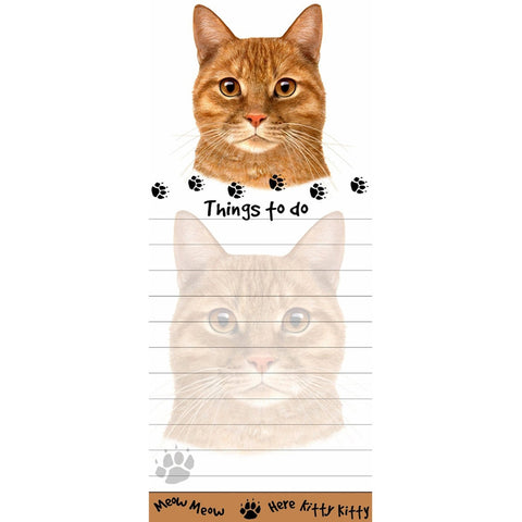 Orange Tabby Cat Tall Magnetic Notepad