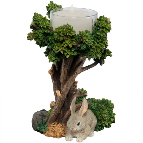 Cottontail Bunny Under A Tree Tealight Candle Holder