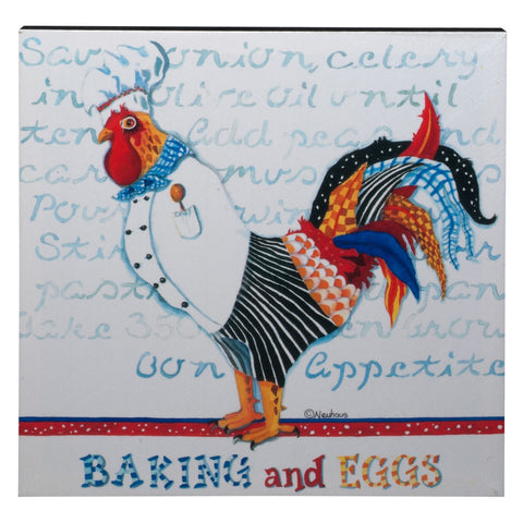 Baking And Eggs Rooster Chef Canvas Wall Art