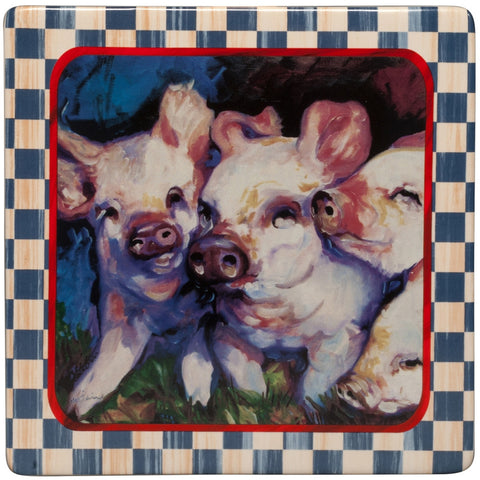 Piglets Playing Framed Art Plaque