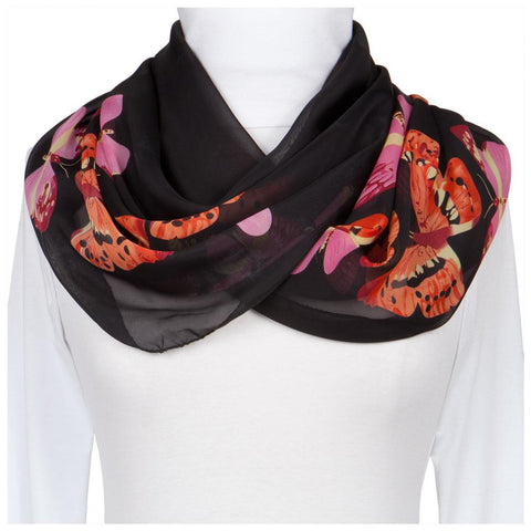 Whimsical Butterflies Black Scarf