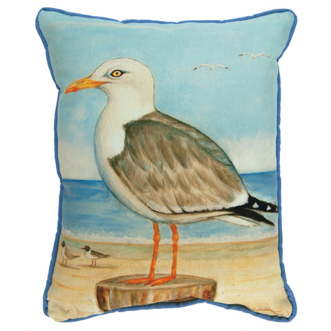 Single Seagull Small Indoor/Outdoor Accent Pillow