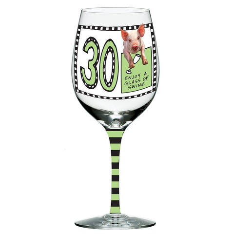 Enjoy A Glass Of Swine 30 Years Wine Glass