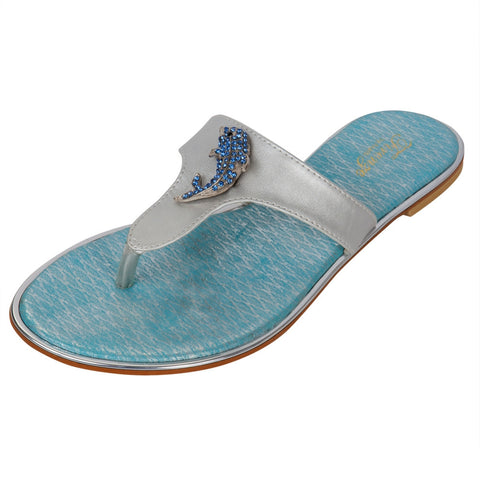 Jeweled Dolphin Silver Women's Sandals