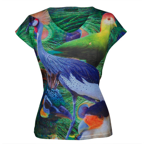 Exotic Birds Juniors V-Neck T-Shirt