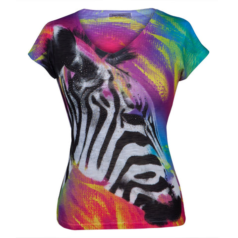 Zebra Juniors V-Neck T-Shirt