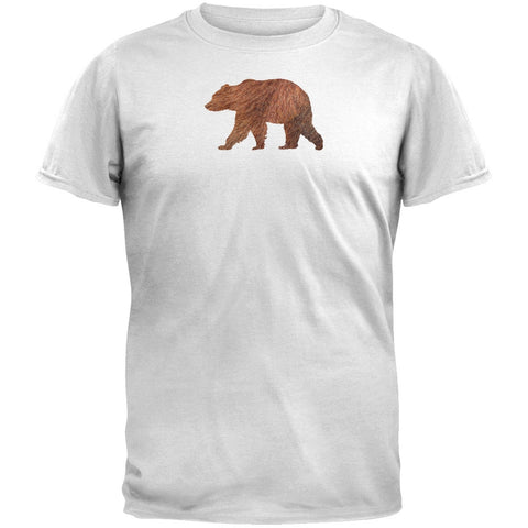 Walking Furry Bear Silhouette White T-Shirt