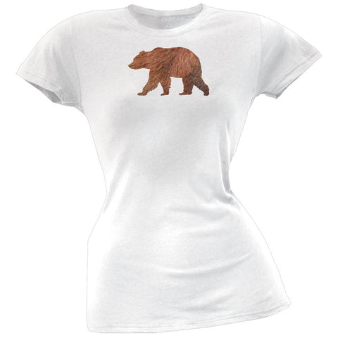 Walking Furry Bear Silhouette White Women's T-Shirt