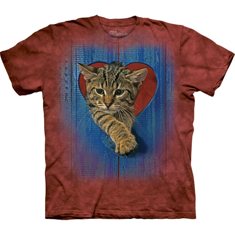 Kitten Walking Through Heart Door Kids T-Shirt