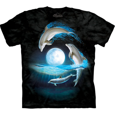 Dolphins Jumping Over the Moon Kids T-Shirt