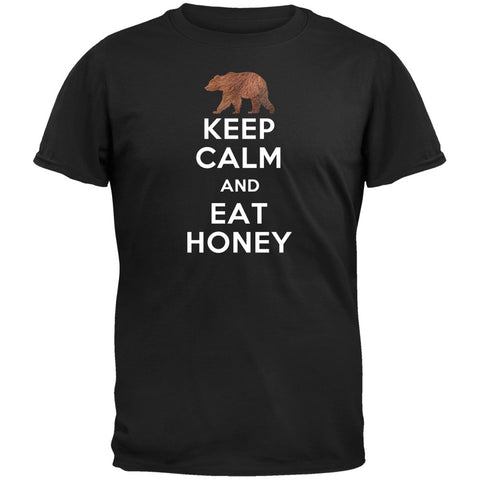 Keep Calm and Eat Honey Furry Bear Black T-Shirt