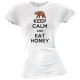 Keep Calm and Eat Honey Furry Bear White Womens T-Shirt