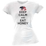 Keep Calm and Eat Honey Furry Bear White Womens T-Shirt