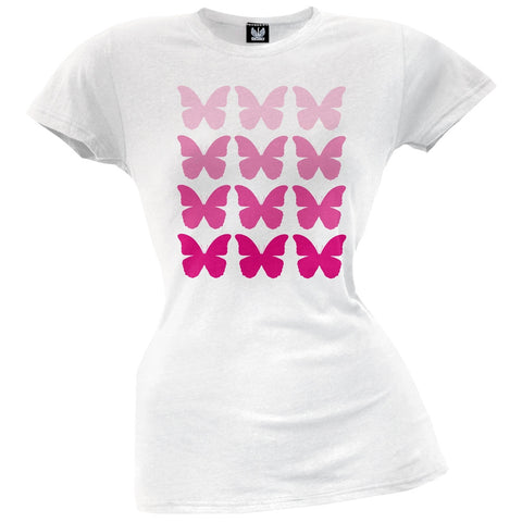 Pink Graded Butterfly Juniors T-Shirt