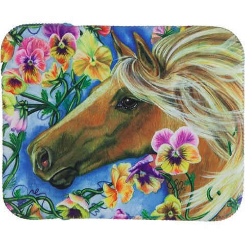 Brown Horse In Flowers Fagric Tablet Cover