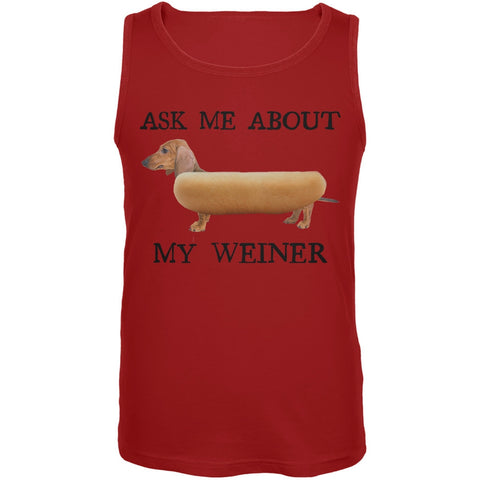 Ask Me About My Weiner Red Tank Top