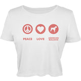 Peace Love American Bulldog Open-Shoulder Juniors Top