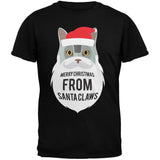 Grey Cat Santa Ugly Christmas Sweater Youth Black T-Shirt