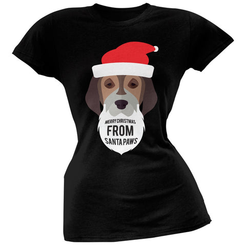 Droopy Dog Santa Ugly Christmas Sweater Juniors Black T-Shirt