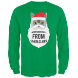 Grey Cat Santa Ugly Christmas Sweater Black Long Sleeve T-Shirt
