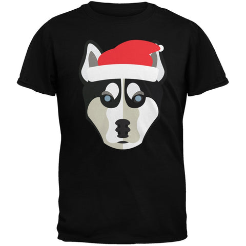 Husky Santa Christmas Youth Black T-Shirt