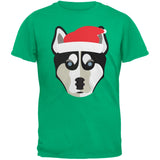 Husky Santa Christmas Youth Black T-Shirt