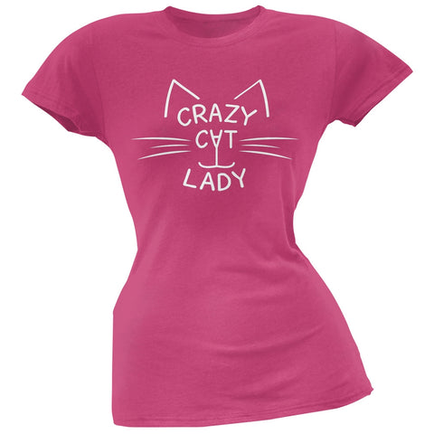 Crazy Cat Lady Juniors Pink T-Shirt