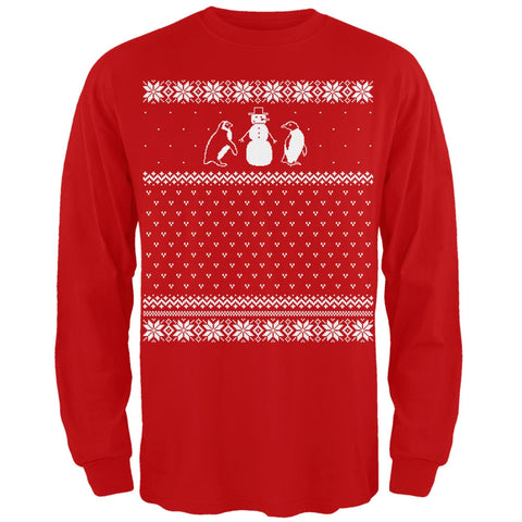 Penguins Ugly Christmas Sweater Red Long Sleeve T-Shirt