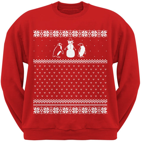 Penguins Ugly Christmas Sweater Red Crew Neck Sweatshirt