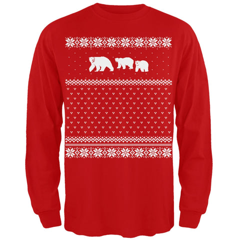 Polar Bears Ugly Christmas Sweater Red Long Sleeve T-Shirt