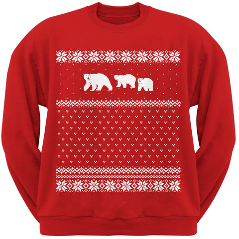 Polar Bears Ugly Christmas Sweater Red Crew Neck Sweatshirt