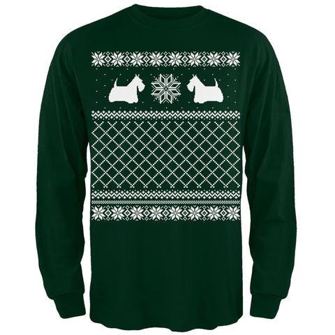 Scottish Terrier Ugly Christmas Sweater Green Long Sleeve T-Shirt