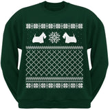 Scottish Terrier Ugly Christmas Sweater Dark Green Crew Neck Sweatshirt