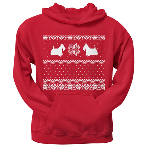 Scottish Terrier Ugly Christmas Sweater Adult Red Hoodie