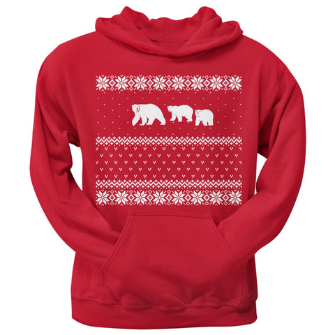Polar Bears Ugly Christmas Sweater Red Adult Hoodie