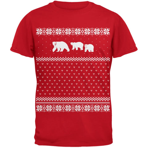 Polar Bears Ugly Christmas Sweater Red Adult T-Shirt