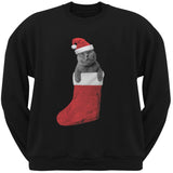 Christmas Stocking Cat Black Adult Crewneck Sweatshirt