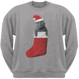 Christmas Stocking Cat Black Adult Crewneck Sweatshirt