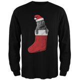 Christmas Stocking Cat Grey Adult Long Sleeve T-Shirt