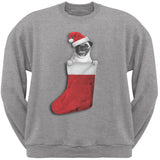Christmas Stocking Pug Black Crew Neck Sweatshirt