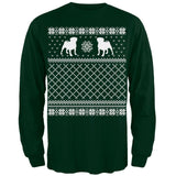 Pug Ugly Christmas Sweater Green Adult Long Sleeve T-Shirt