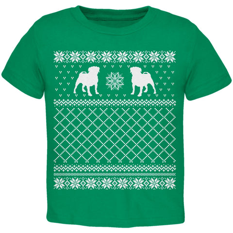 Pug Ugly Christmas Sweater Green Toddler T-Shirt