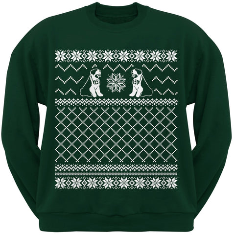 Saint Bernard Ugly Christmas Sweater Dark Green Crew Neck Sweatshirt