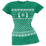 Saint Bernard Ugly Christmas Sweater Green Soft Juniors T-Shirt