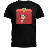 Christmas Present Cat Black T-Shirt
