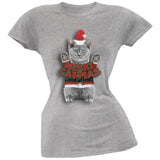 Merry Catmas Santa Christmas Cat Black Soft Juniors T-Shirt